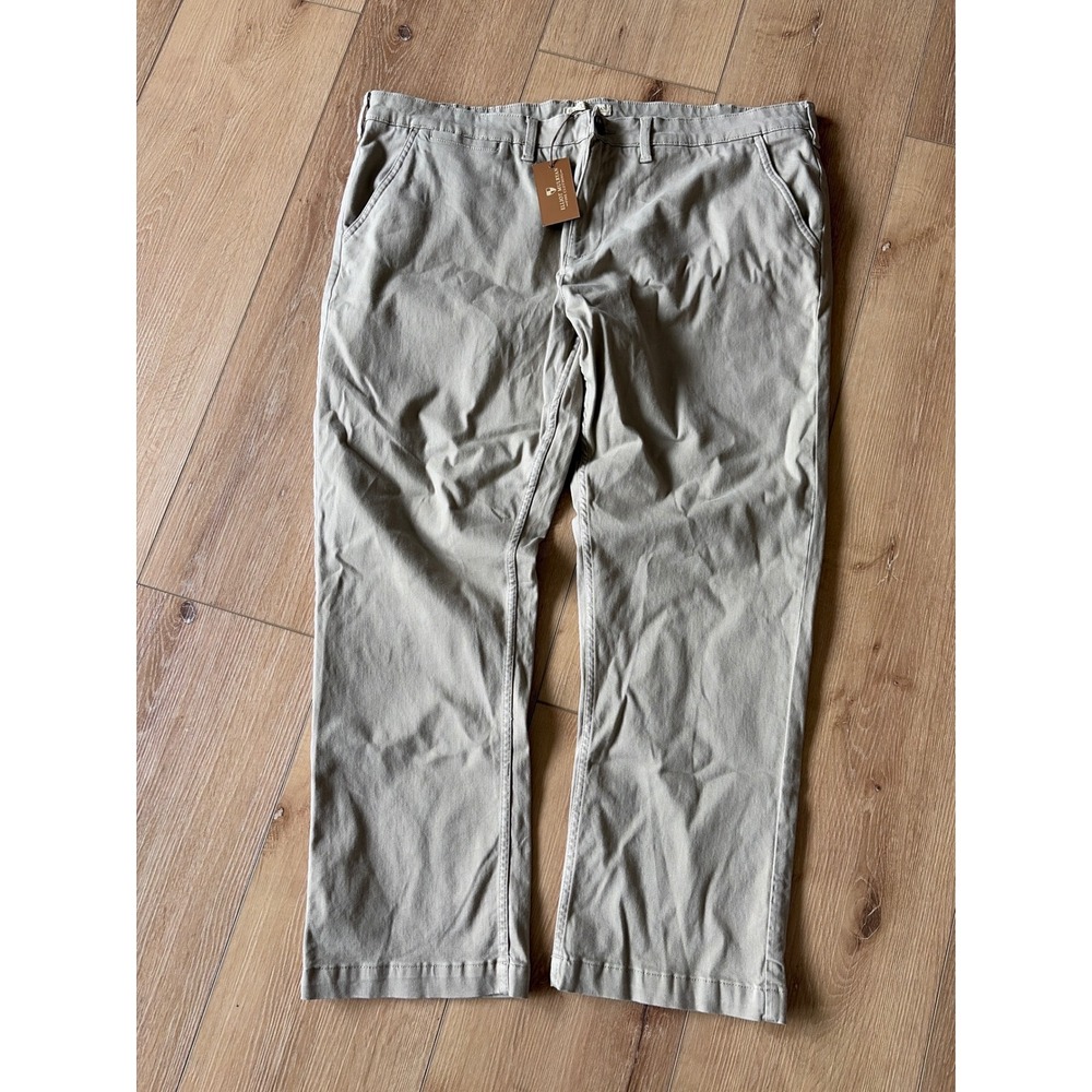 Elliot‎ Mulryan Mens Tan Khaki Chino Pants 40x30 Cotton Blend Stretch Flat Front